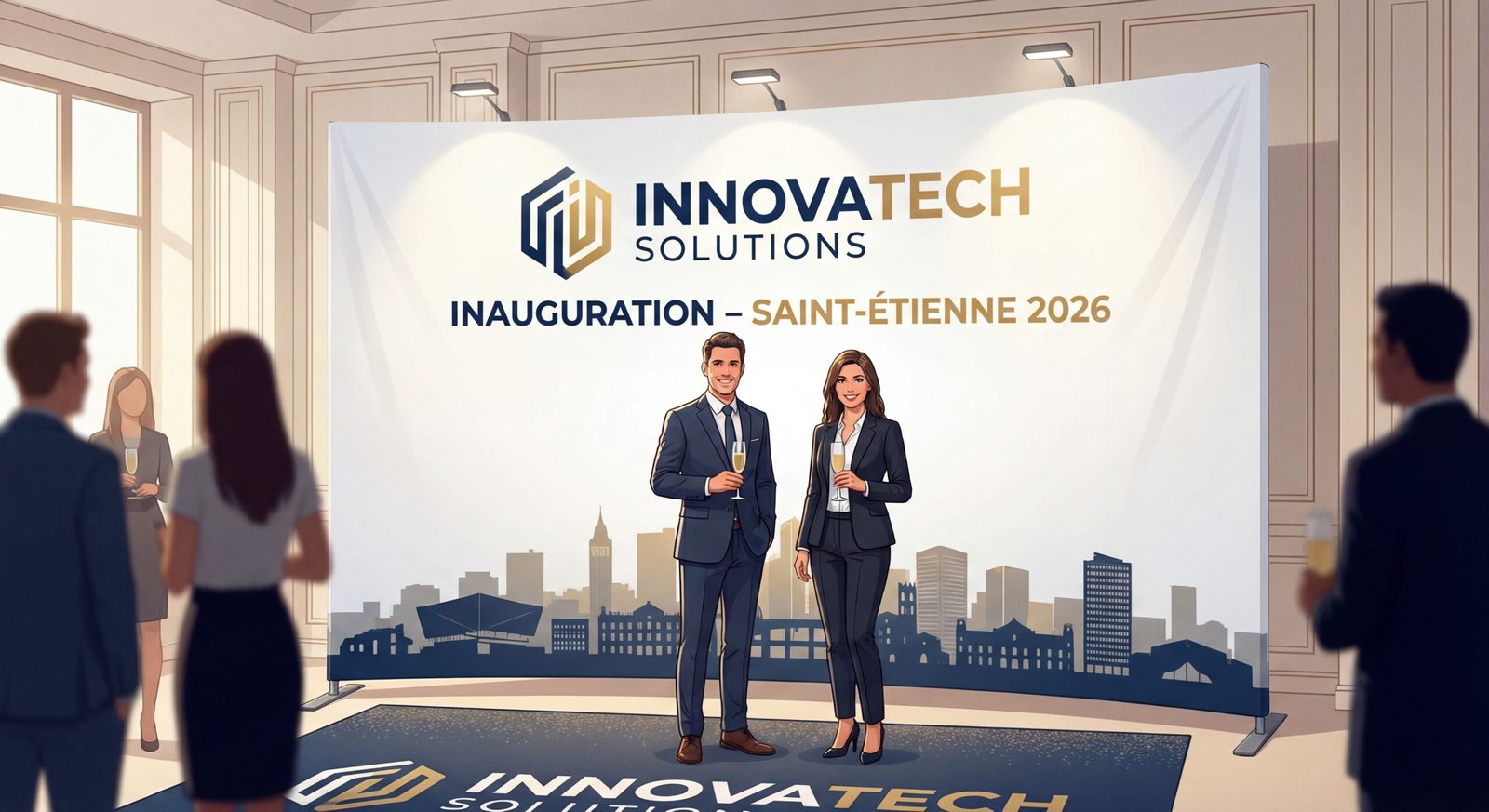 Photocall corporate professionnel avec décoration élégante - AMA Event Loire